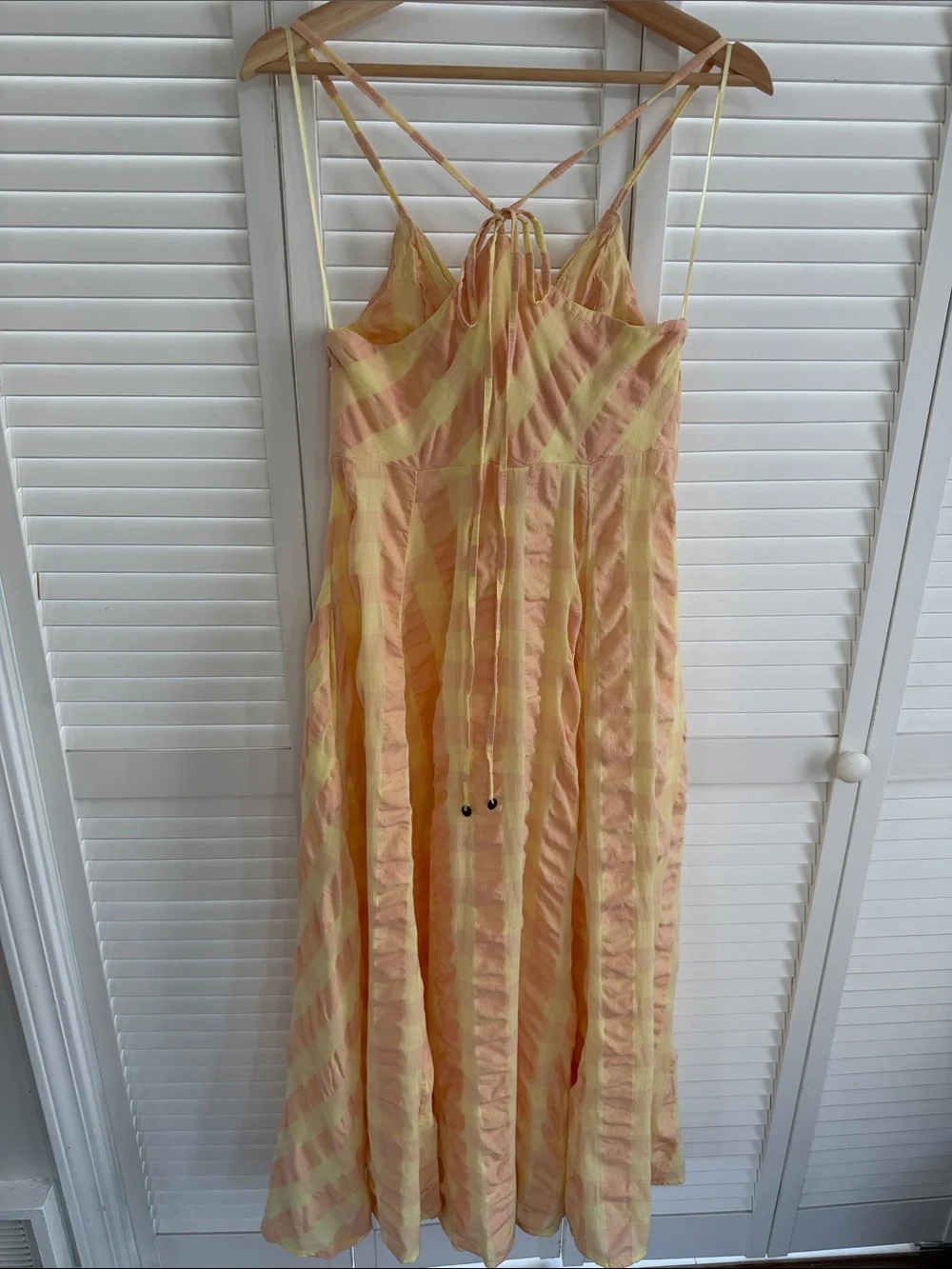 Free People Peach and Yellow Striped Tie-Back Maxi Dress